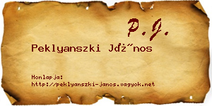 Peklyanszki János névjegykártya